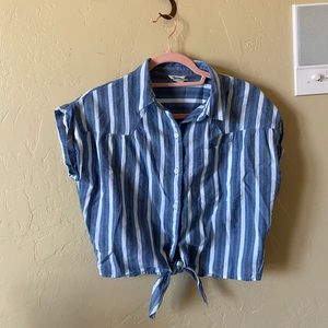 striped tie front shirt